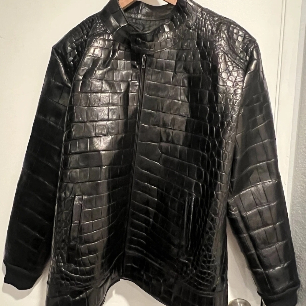 Men's Black 100% Alligator Jacket size MEDIUM - Picture 12 of 15